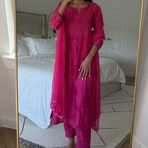 Fuschia Pink Lucknowi Kurta
